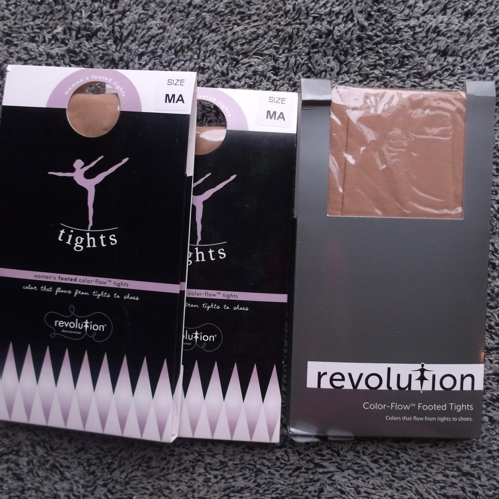 Lot of 3 NWT Revolution Dancewear Color flow tights Suntan MA